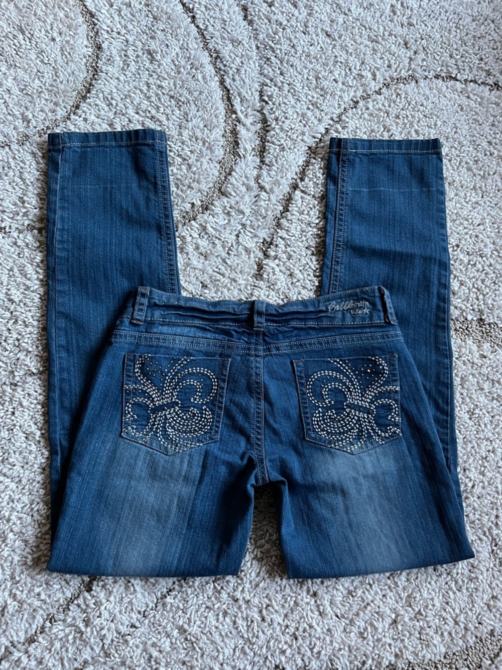Bubblegum Y2k Blue Jeans with Rhinestone